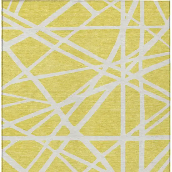 Yellow And Linen Geometric Washable Indoor Outdoor Area Rug Photo 7