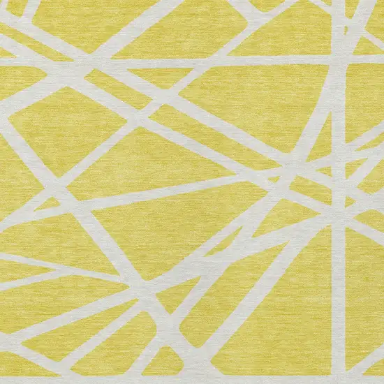Yellow And Linen Geometric Washable Indoor Outdoor Area Rug Photo 6