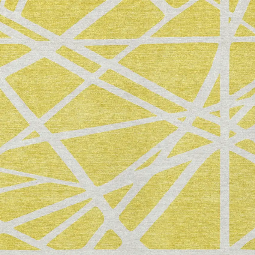 Yellow And Linen Geometric Washable Indoor Outdoor Area Rug Photo 6