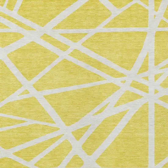 Yellow And Linen Geometric Washable Indoor Outdoor Area Rug Photo 6