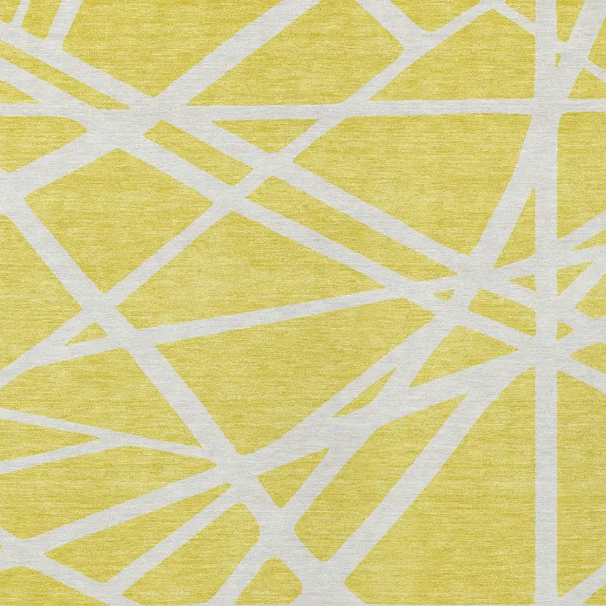 Yellow And Linen Geometric Washable Indoor Outdoor Area Rug Photo 6