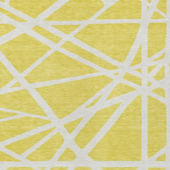 Yellow And Linen Geometric Washable Indoor Outdoor Area Rug Photo 6