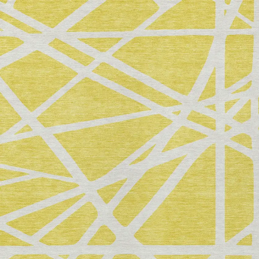 Yellow And Linen Geometric Washable Indoor Outdoor Area Rug Photo 6