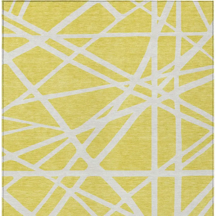 Yellow And Linen Geometric Washable Indoor Outdoor Area Rug Photo 7