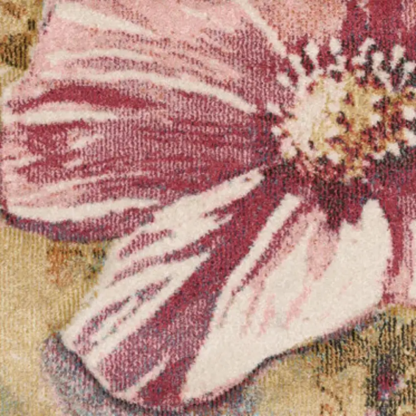 Yellow And Pink Floral Area Rug Photo 5