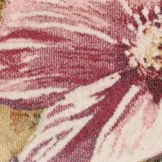 Yellow And Pink Floral Area Rug Photo 4