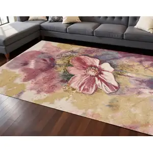 Photo of Yellow And Pink Floral Area Rug