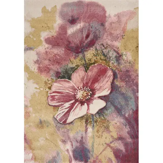Yellow And Pink Floral Area Rug Photo 2