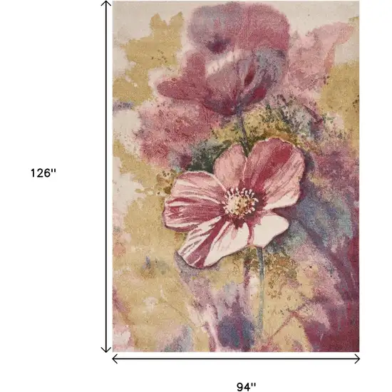 Yellow And Pink Floral Area Rug Photo 3