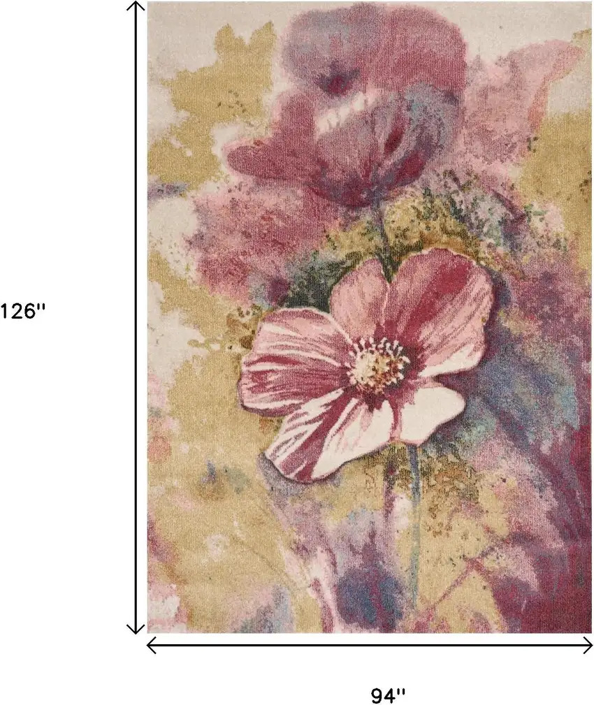 Yellow And Pink Floral Area Rug Photo 3