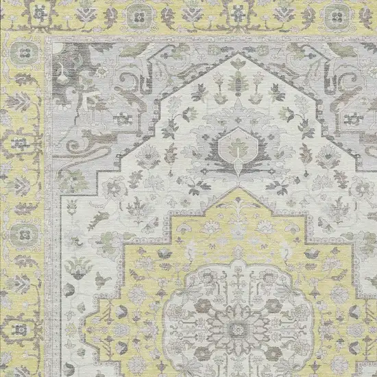Yellow And Purple Oriental Washable Indoor Outdoor Area Rug Photo 5