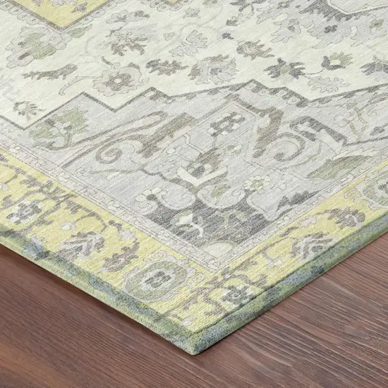 Yellow And Purple Oriental Washable Indoor Outdoor Area Rug Photo 6