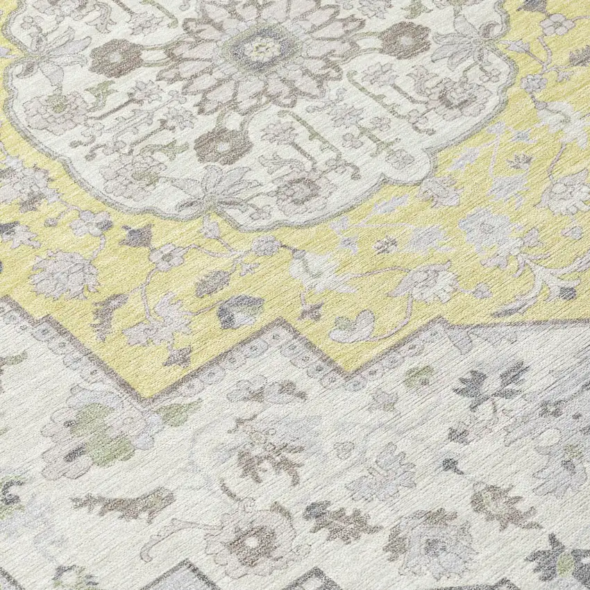 Yellow And Purple Oriental Washable Indoor Outdoor Area Rug Photo 7