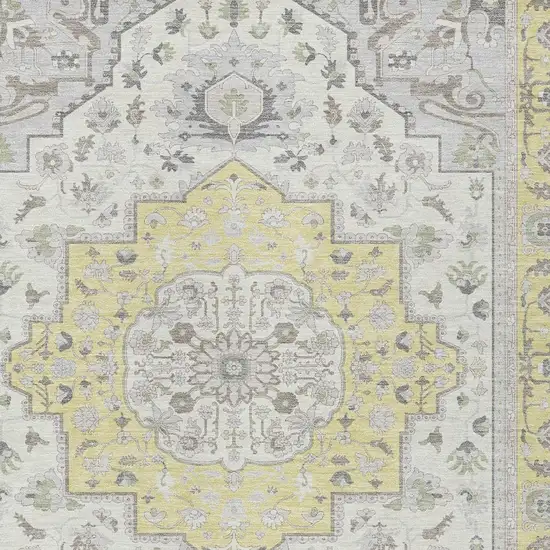 Yellow And Purple Oriental Washable Indoor Outdoor Area Rug Photo 4