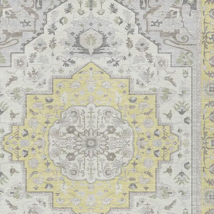 Yellow And Purple Oriental Washable Indoor Outdoor Area Rug Photo 4