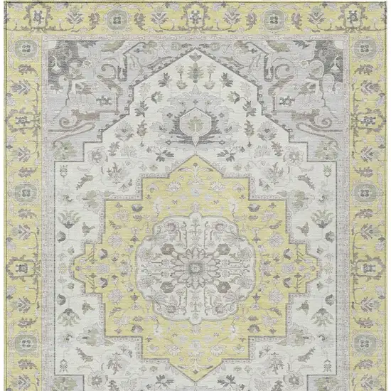 Yellow And Purple Oriental Washable Indoor Outdoor Area Rug Photo 4