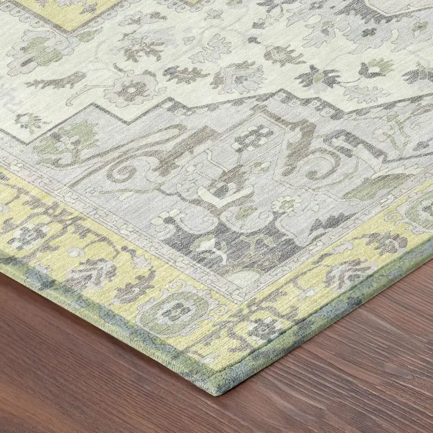Yellow And Purple Oriental Washable Indoor Outdoor Area Rug Photo 6