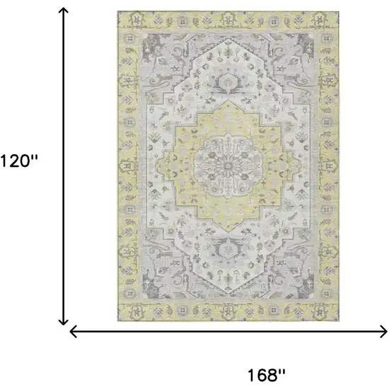 Yellow And Purple Oriental Washable Indoor Outdoor Area Rug Photo 8