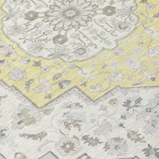 Yellow And Purple Oriental Washable Indoor Outdoor Area Rug Photo 7