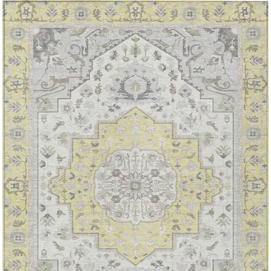Yellow And Purple Oriental Washable Indoor Outdoor Area Rug Photo 5