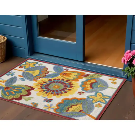 Yellow And Ivory Indoor Outdoor Area Rug Photo 2