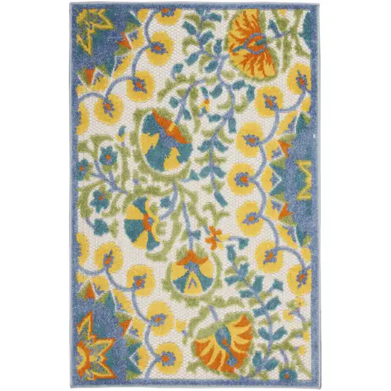 Yellow And Ivory Indoor Outdoor Area Rug Photo 1