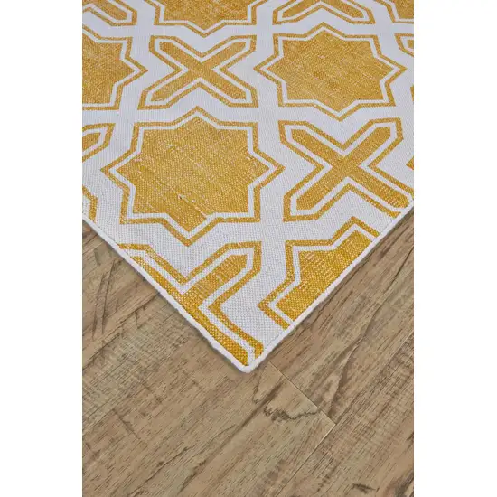 Yellow And White Geometric Hand Woven Area Rug Photo 3