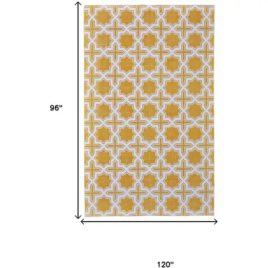 Yellow And White Geometric Hand Woven Area Rug Photo 5