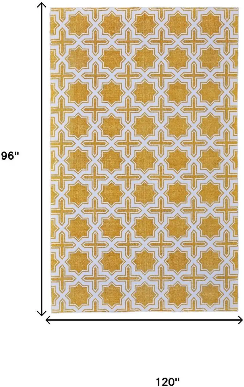 Yellow And White Geometric Hand Woven Area Rug Photo 5