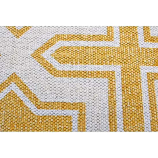 Yellow And White Geometric Hand Woven Area Rug Photo 4