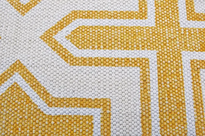 Yellow And White Geometric Hand Woven Area Rug Photo 4