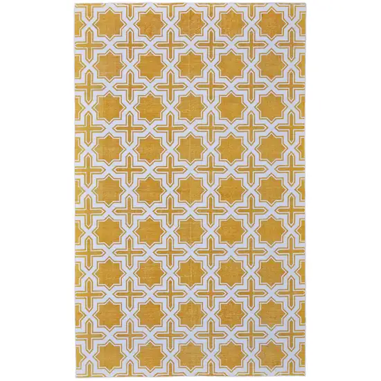 Yellow And White Geometric Hand Woven Area Rug Photo 2