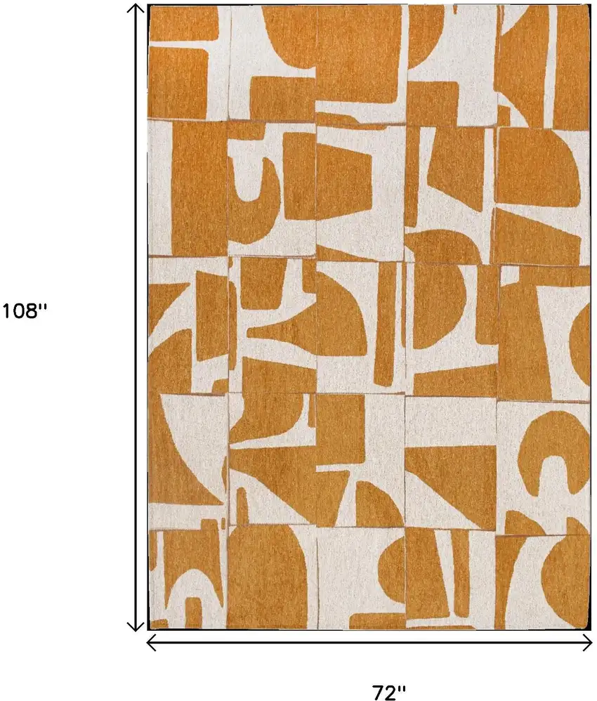 Yellow And White Geometric Washable Area Rug Photo 9