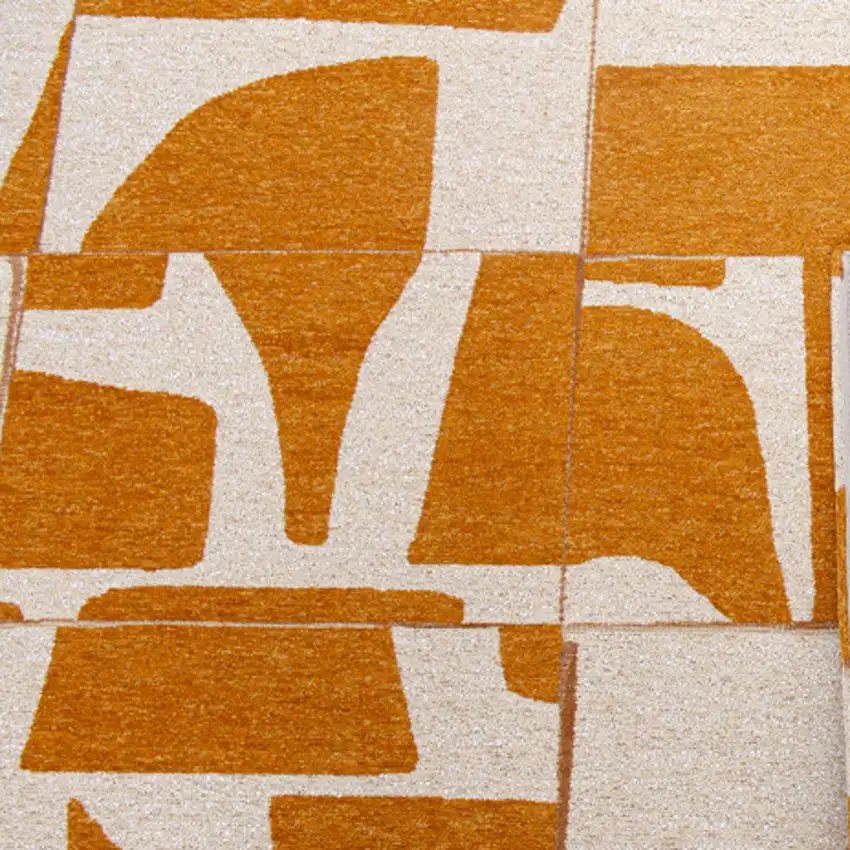 Yellow And White Geometric Washable Area Rug Photo 8