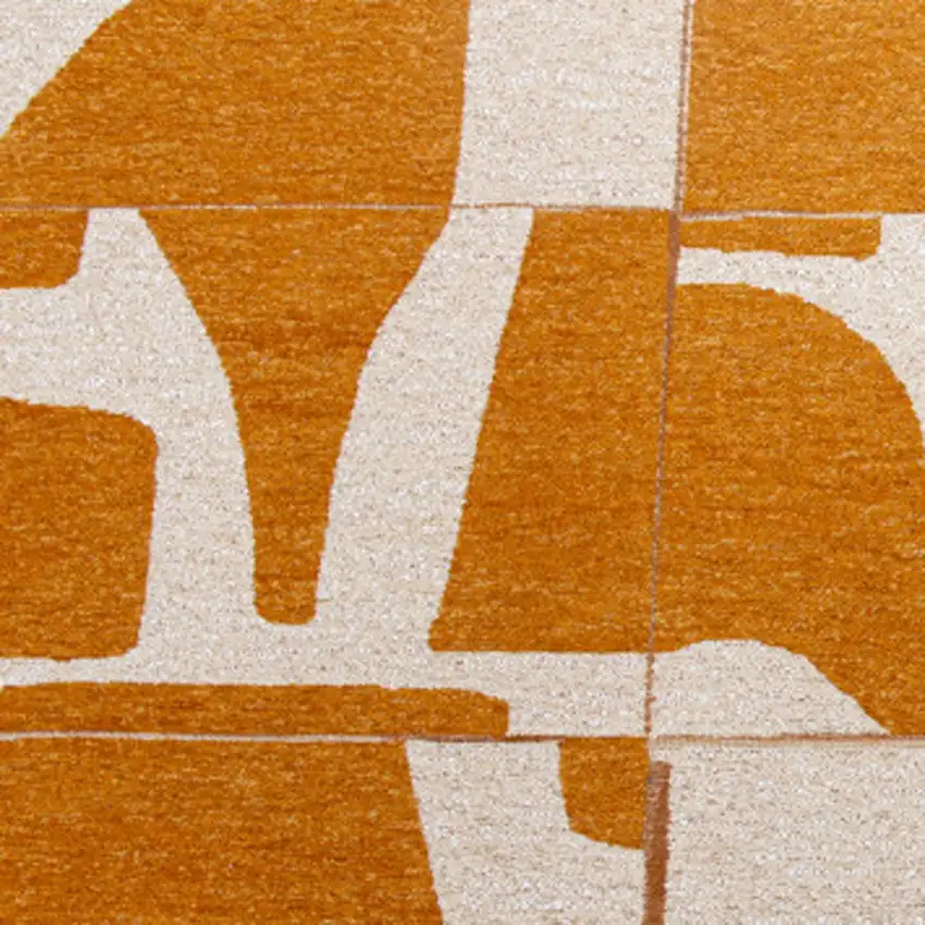 Yellow And White Geometric Washable Area Rug Photo 7