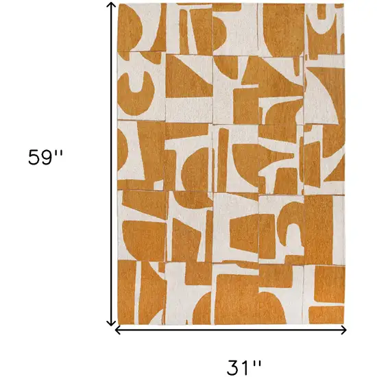 Yellow And White Geometric ,Washable, Area Rug Photo 5