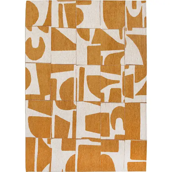 Yellow And White Geometric ,Washable, Area Rug Photo 2