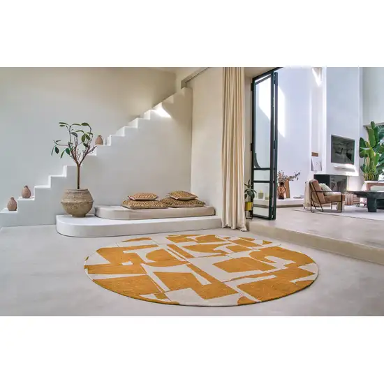 Yellow And White Geometric ,Washable, Area Rug Photo 4