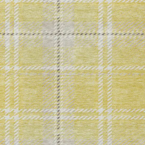 Yellow Black And Ivory Plaid Washable Indoor Outdoor Area Rug Photo 5