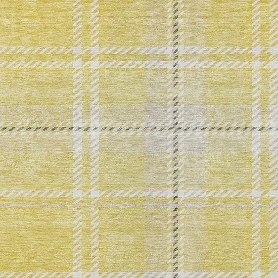 Yellow Black And Ivory Plaid Washable Indoor Outdoor Area Rug Photo 5