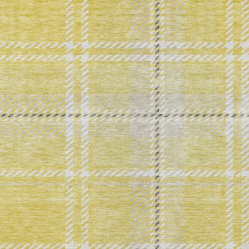 Yellow Black And Ivory Plaid Washable Indoor Outdoor Area Rug Photo 5
