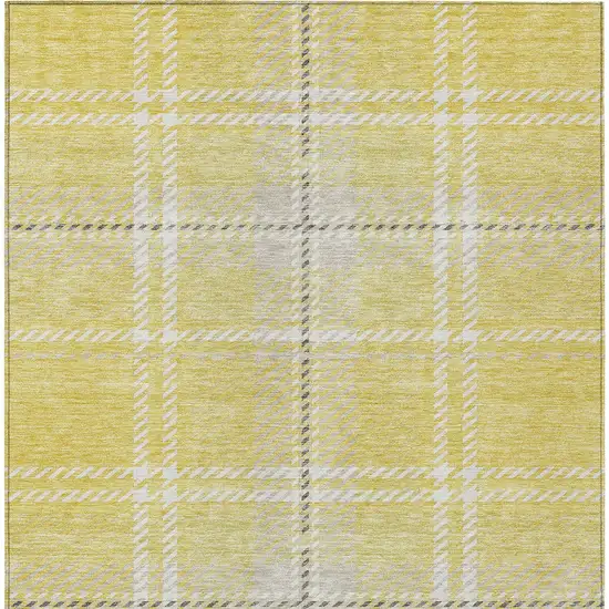 Yellow Black And Ivory Plaid Washable Indoor Outdoor Area Rug Photo 6