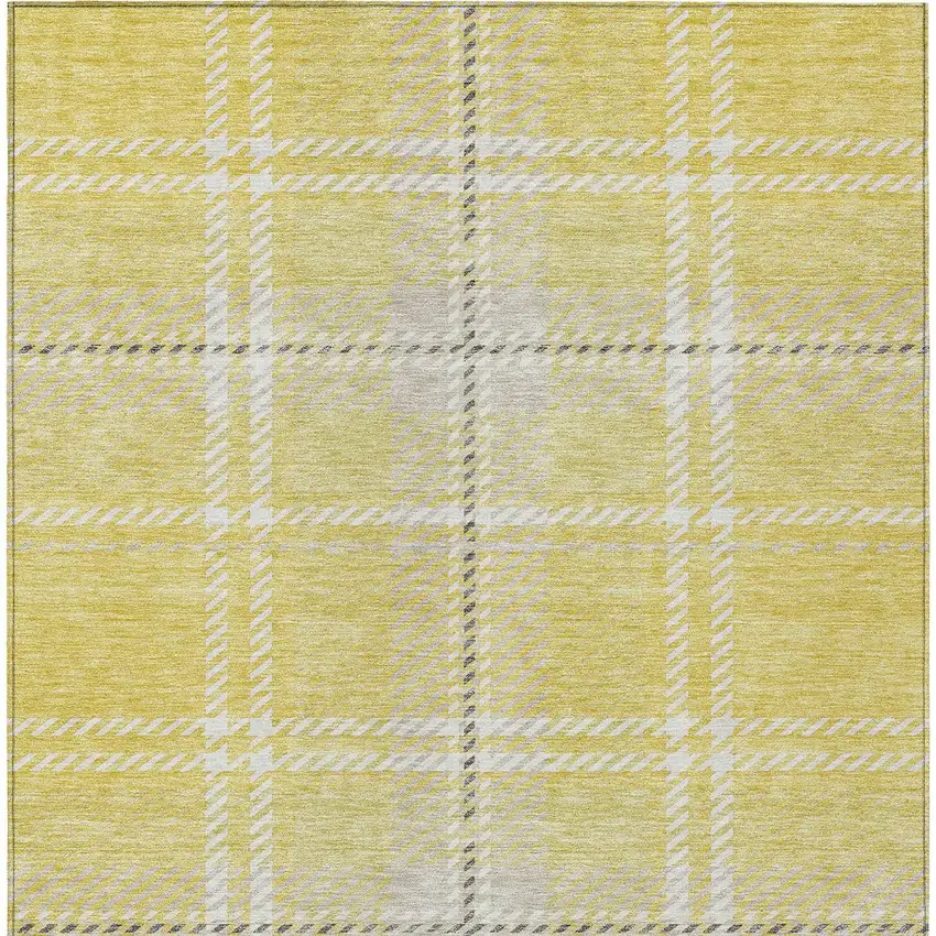 Yellow Black And Ivory Plaid Washable Indoor Outdoor Area Rug Photo 6