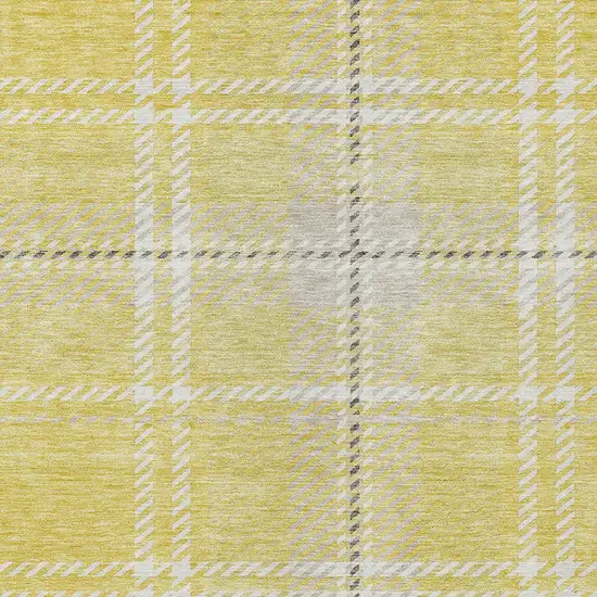 Yellow Black And Ivory Plaid Washable Indoor Outdoor Area Rug Photo 5
