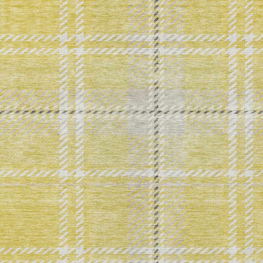 Yellow Black And Ivory Plaid Washable Indoor Outdoor Area Rug Photo 5