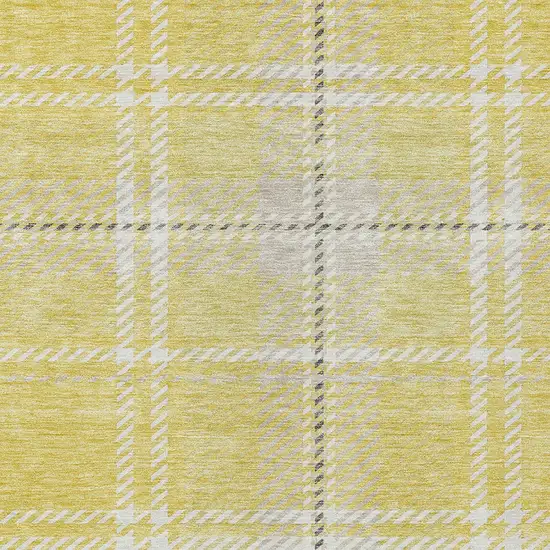 Yellow Black And Ivory Plaid Washable Indoor Outdoor Area Rug Photo 6