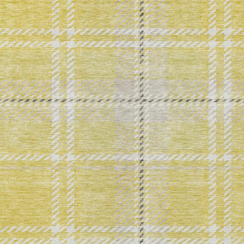 Yellow Black And Ivory Plaid Washable Indoor Outdoor Area Rug Photo 6