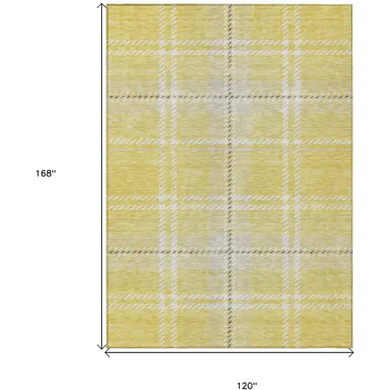 Yellow Black And Ivory Plaid Washable Indoor Outdoor Area Rug Photo 3