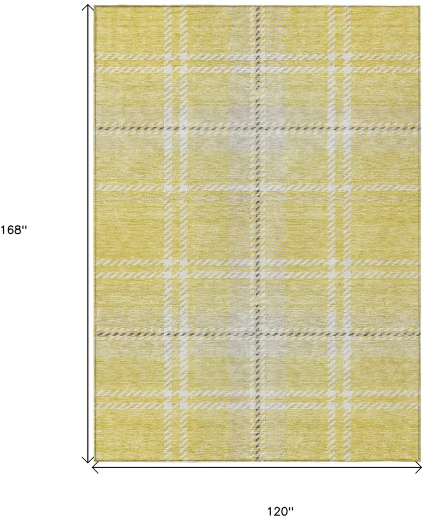 Yellow Black And Ivory Plaid Washable Indoor Outdoor Area Rug Photo 3