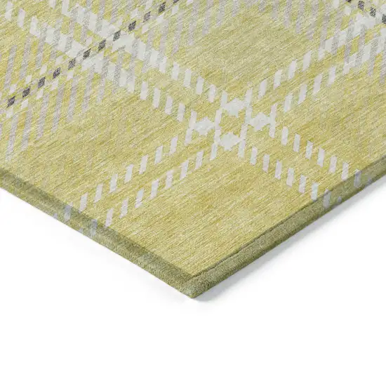 Yellow Black And Ivory Plaid Washable Indoor Outdoor Area Rug Photo 4